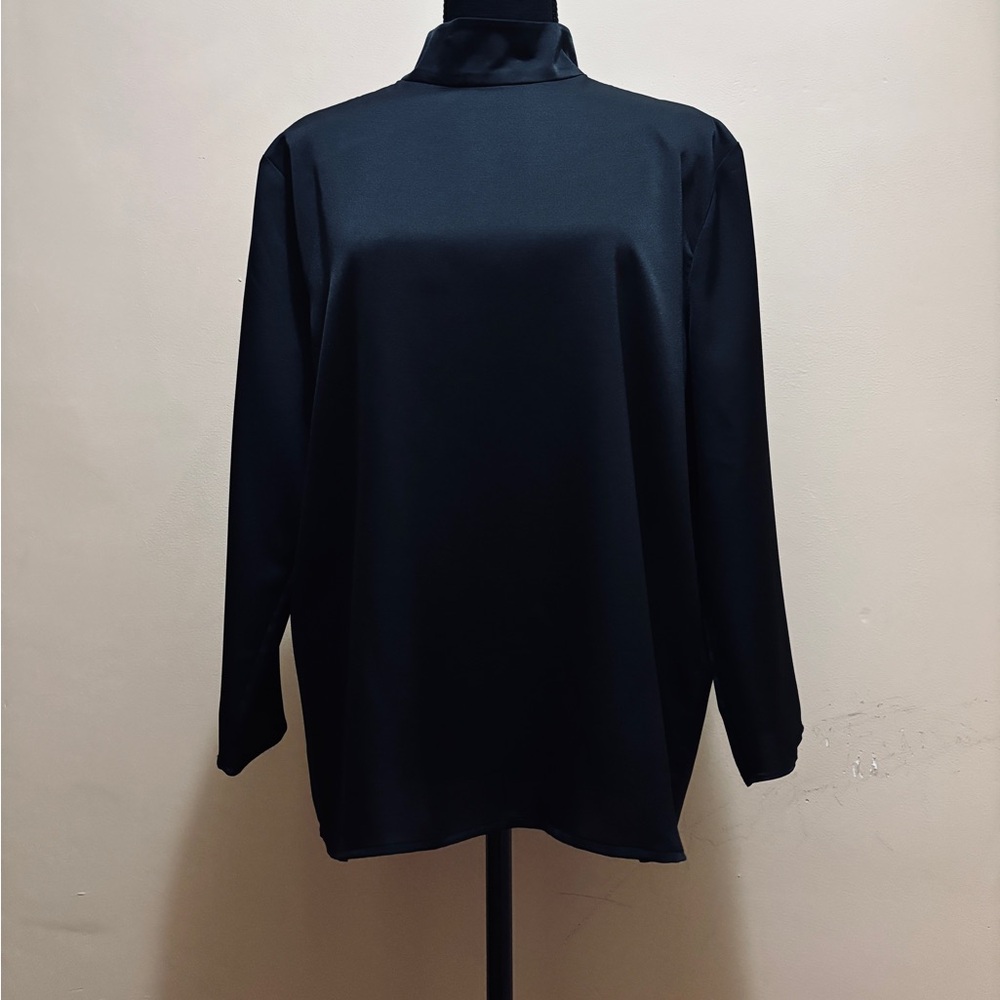 Pure Navy satin Black Women's Top